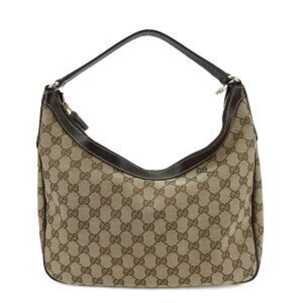 Gucci Tan Brown Handbag Bag Canvas Hobo GG Hand Shoulder Leather Beige - Picture 9 of 9